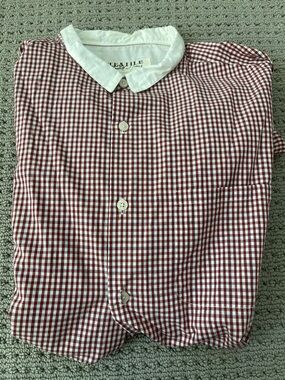 Elizabeth and James Red Gingham Button-Down with White Collar